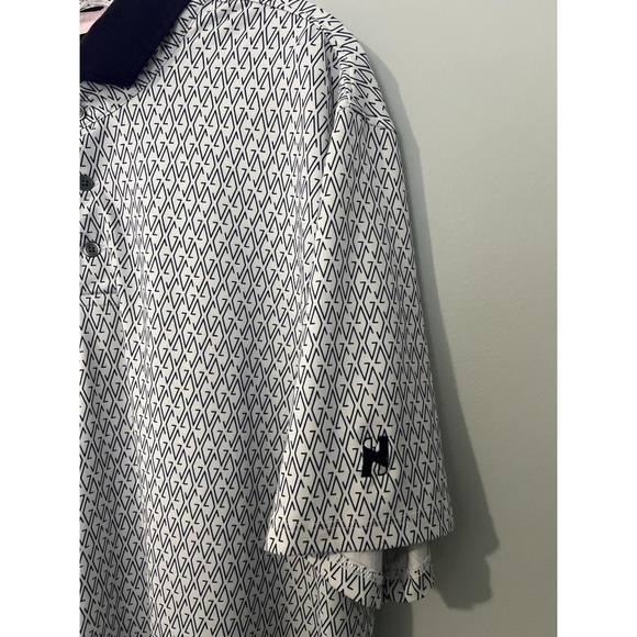 Greyson Polo Shirt Men's XL Blue Geometric All Over Print Stretch Logo Golf - Picture 8 of 12
